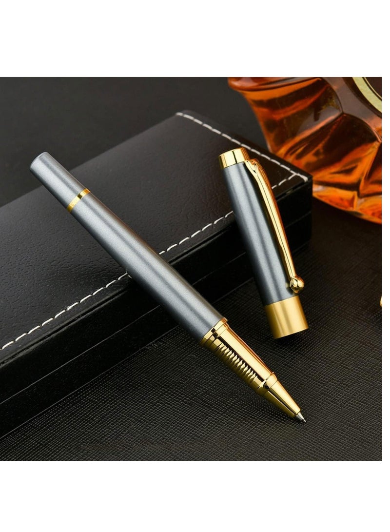 Ballpoint Pen 0.5, Metallic Silver Lacquer with Chrome Trim, Luxury Ballpoint Line Width 0.5mm Come with 2 Pieces Black Ink Refill, for Professional Executive, Office, Nice BallPens Classy Gift Box - Image 3
