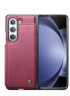 CaseMe Wallet Case for Samsung Galaxy Z Fold 5, Premium Handmade Durable PU Leather Slim Shockproof Case with [Double Magnetic Clasp] [Card Holder] [Kickstand] [RFID Blocking] (Red)  - Image 2