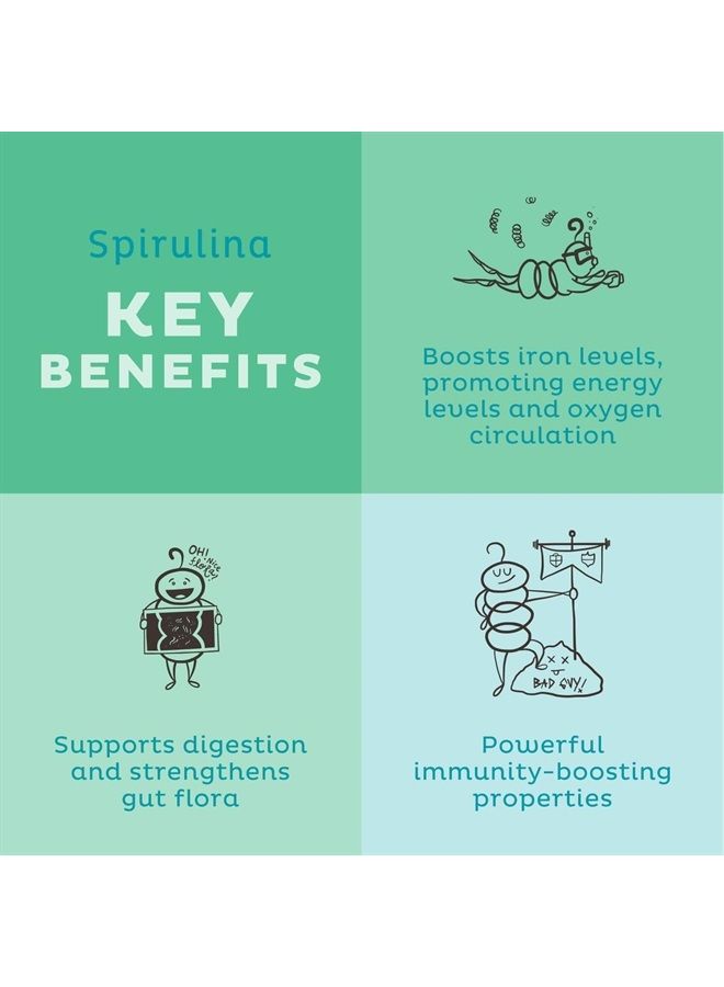 KOS مسحوق سبيرولينا العضوي من وزارة الزراعة الأمريكية - 100% نقي، غير مشع، مسحوق سوبرفود سبيرولينا الأخضر الأزرق، نباتي - غني بالبروتين، الفيتامينات، مضادات الأكسدة والألياف - طعم طبيعي، 13.5 أونصة، 109 حصة - Image 2