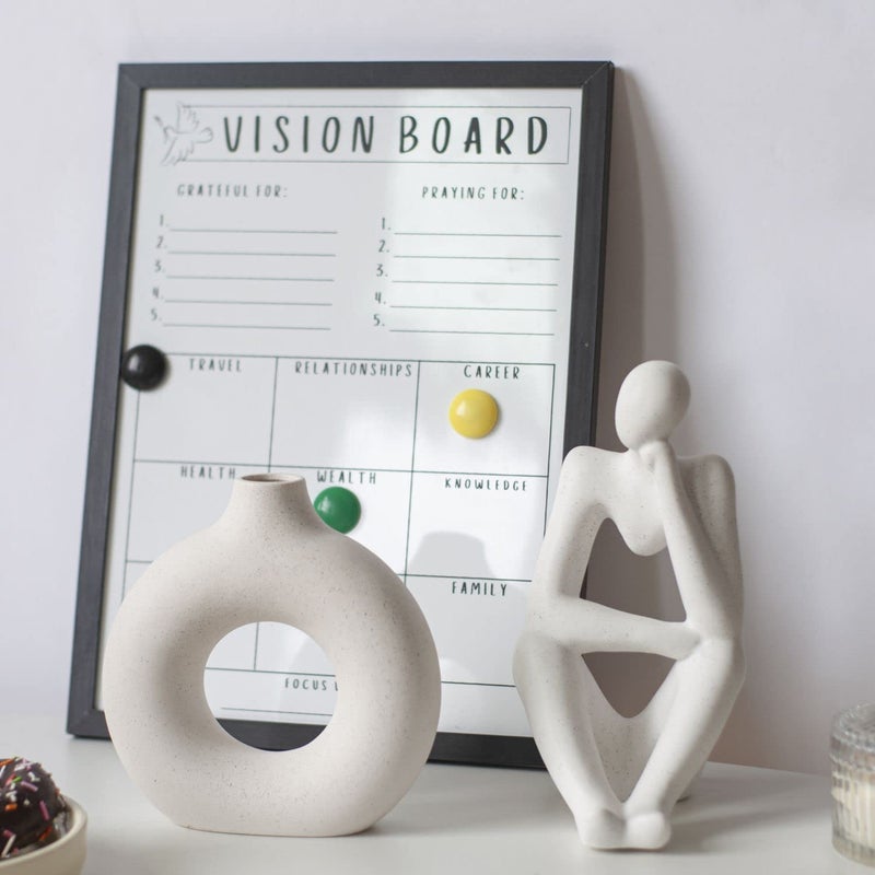 CEMABT White Donut Vase Hollow Ceramic Vase for Flowers Handmade Minimalist Boho ins Style Modern Home Decor for Wedding Dinner Table Party Living Room Office Bedroom(S) - Image 5