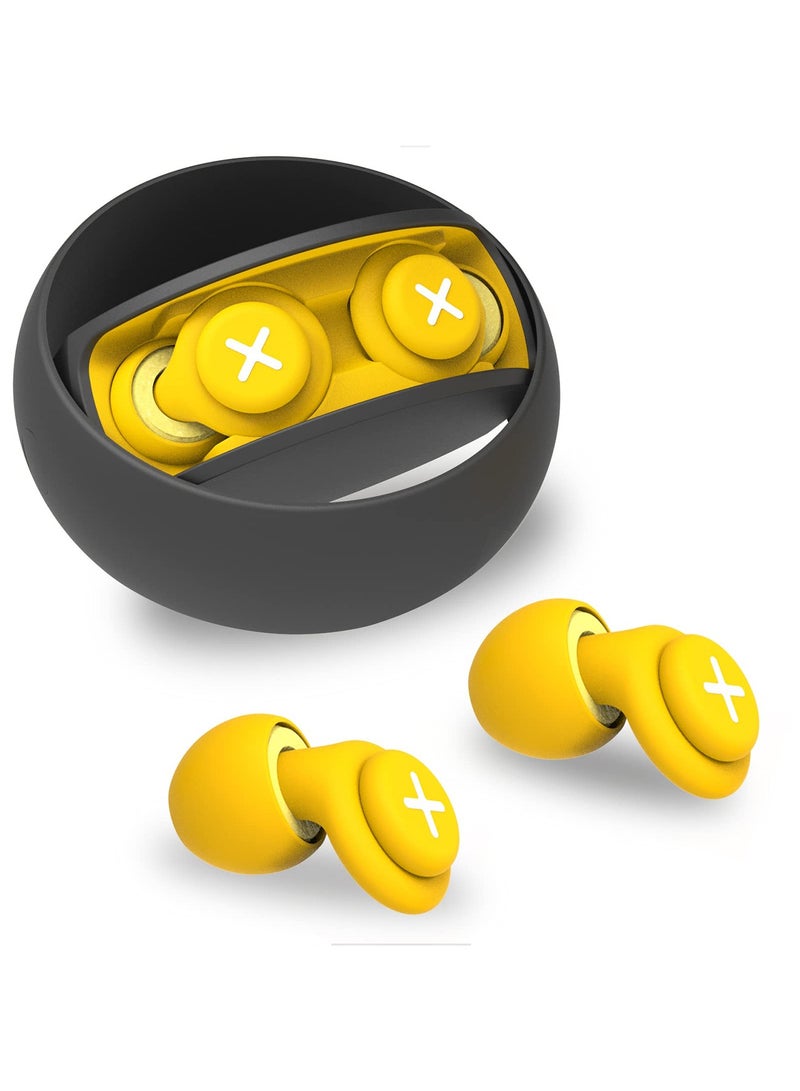 SYOSI سدادات أذن لتقليل الضوضاء - 40 ديسيبل إلغاء الضوضاء قابلة لإعادة الاستخدام لحماية السمع من السيليكون المرن للنوم والسفر والحفلات والعمل والسباحة، 3 أنماط ارتداء، أصفر - Image 2