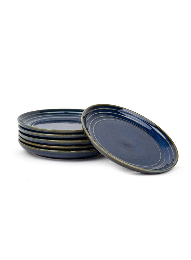 Shay طقم أطباق ربع شاي 6، أزرق أخضر | تشطيب لامع | أطباق خفيفة من السيراميك | طقم أطباق خفيفة 6 | أطباق حلوى | طبق خفيف | أطباق صغيرة (طبق ربع، أزرق أخضر) - Image 4