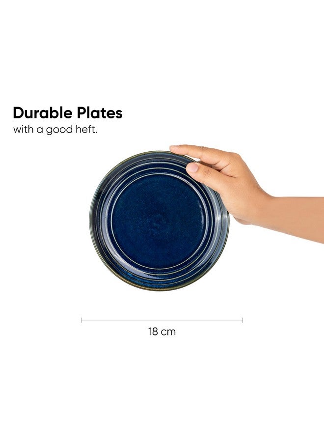 Shay طقم أطباق ربع شاي 6، أزرق أخضر | تشطيب لامع | أطباق خفيفة من السيراميك | طقم أطباق خفيفة 6 | أطباق حلوى | طبق خفيف | أطباق صغيرة (طبق ربع، أزرق أخضر) - Image 3