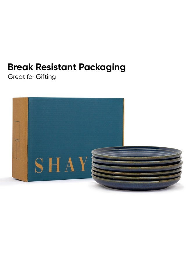 Shay طقم أطباق ربع شاي 6، أزرق أخضر | تشطيب لامع | أطباق خفيفة من السيراميك | طقم أطباق خفيفة 6 | أطباق حلوى | طبق خفيف | أطباق صغيرة (طبق ربع، أزرق أخضر) - Image 5