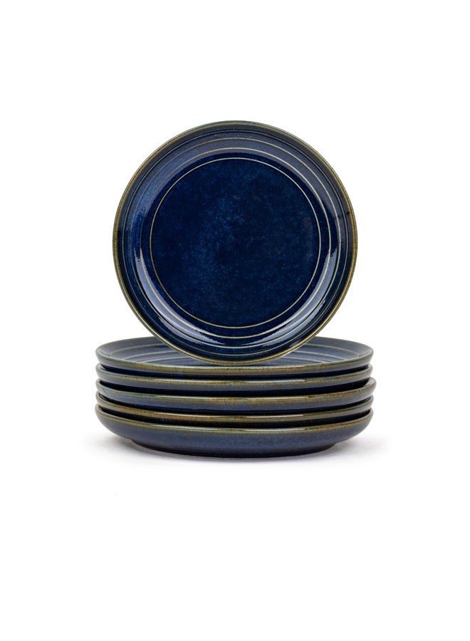 Shay طقم أطباق ربع شاي 6، أزرق أخضر | تشطيب لامع | أطباق خفيفة من السيراميك | طقم أطباق خفيفة 6 | أطباق حلوى | طبق خفيف | أطباق صغيرة (طبق ربع، أزرق أخضر) - Image 1