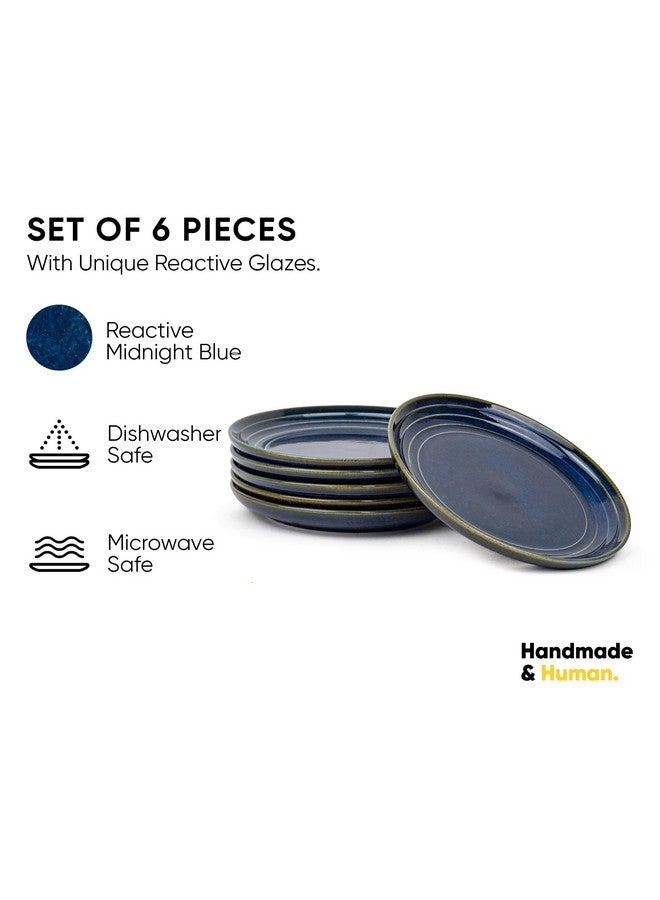 Shay طقم أطباق ربع شاي 6، أزرق أخضر | تشطيب لامع | أطباق خفيفة من السيراميك | طقم أطباق خفيفة 6 | أطباق حلوى | طبق خفيف | أطباق صغيرة (طبق ربع، أزرق أخضر) - Image 2