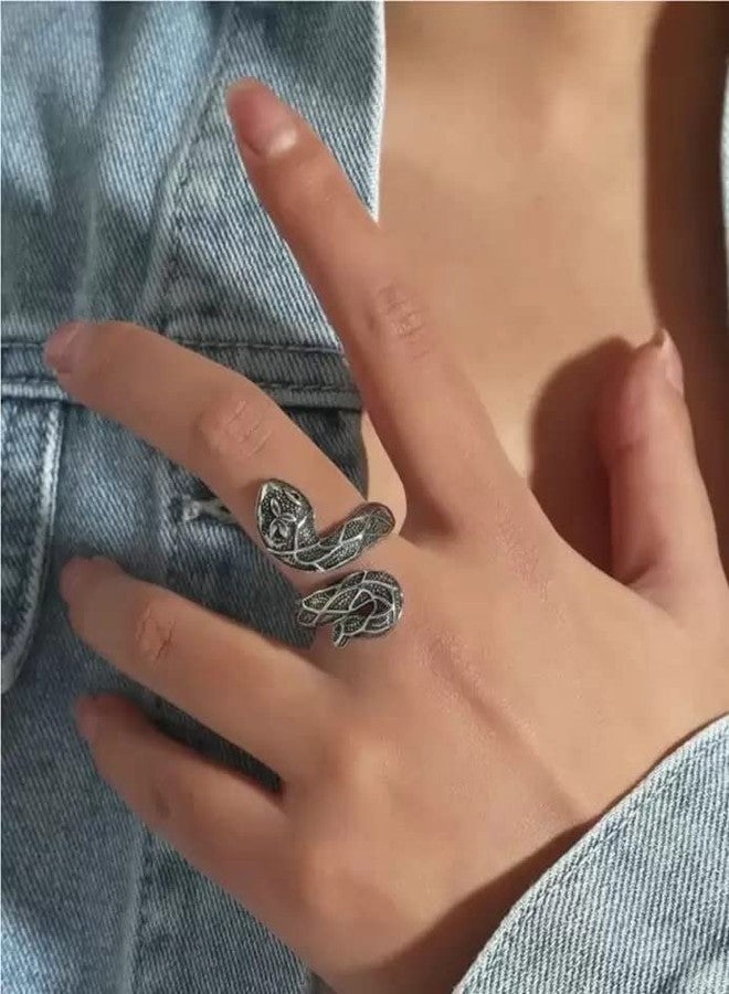 VIEN Snake oxide silver Ring for Men & Women Alloy Sterling Silver Plated Ring (PACK OF 1PC) (20) - Image 2