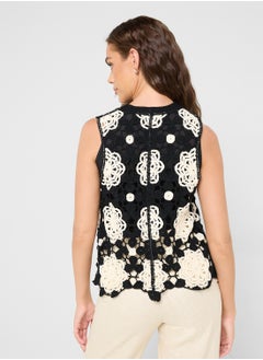Ginger Knitted Crochet Tie Up Vest  - Image 2