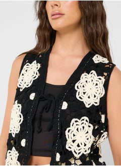 Ginger Knitted Crochet Tie Up Vest  - Image 3