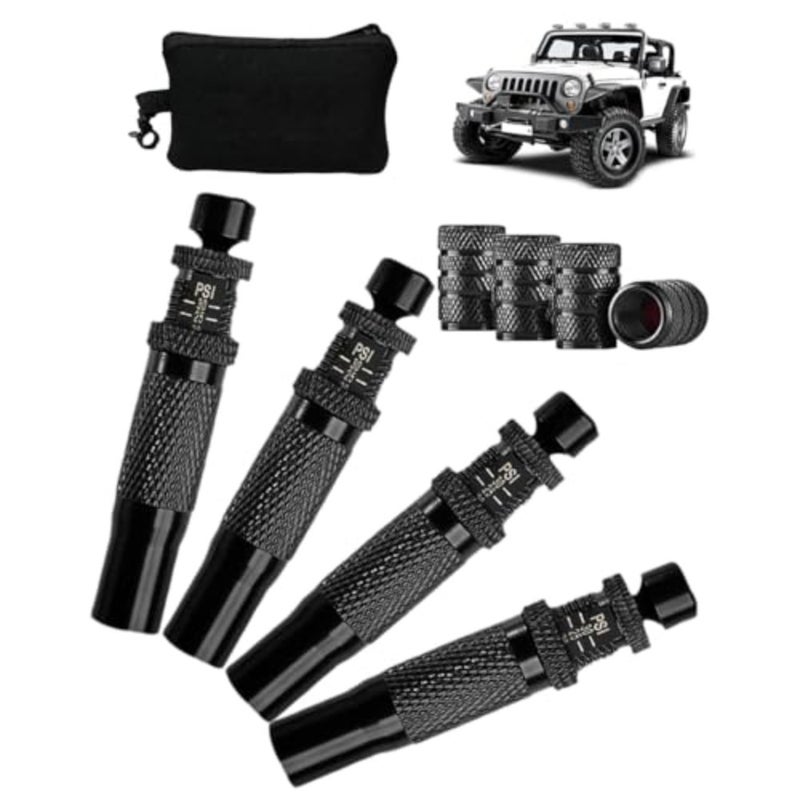 4 Pcs, Adjustable Auto-Stop Tire Deflator Valve Kit 10-30 PSI Screw-on Tyre Air Down Tool for Offroad 4x4, Adjustable for Vehicles, Motorcycle, Car, Truck - Image 1