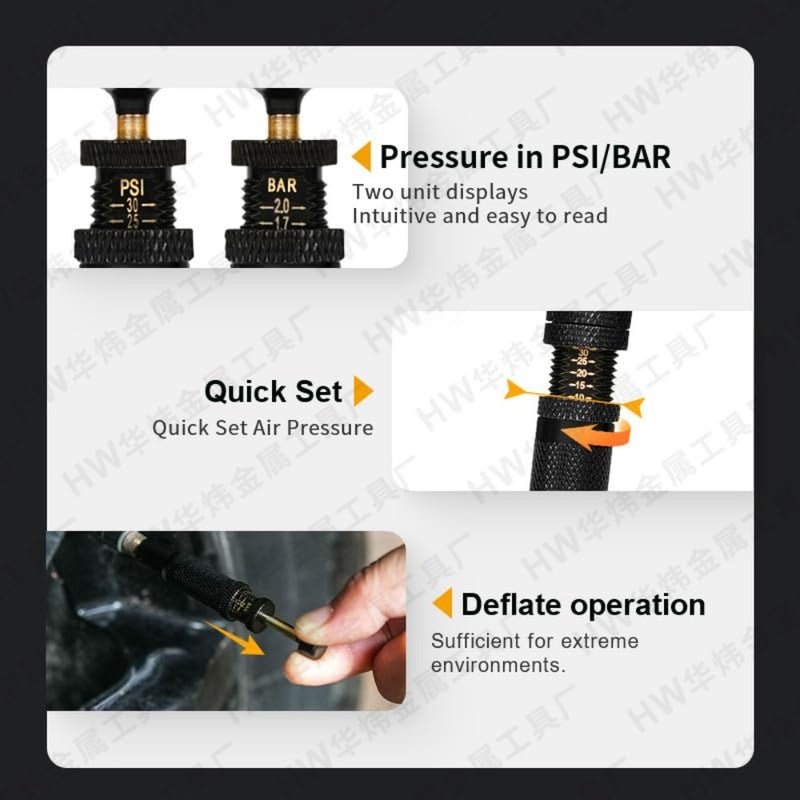 4 Pcs, Adjustable Auto-Stop Tire Deflator Valve Kit 10-30 PSI Screw-on Tyre Air Down Tool for Offroad 4x4, Adjustable for Vehicles, Motorcycle, Car, Truck - Image 5