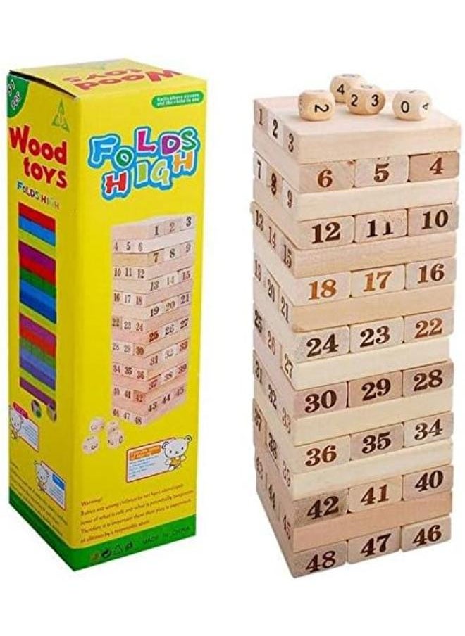 48Pcs wooden Building block set Stacking Board Game Shape and Number Recognition Educational Toy for Kids 