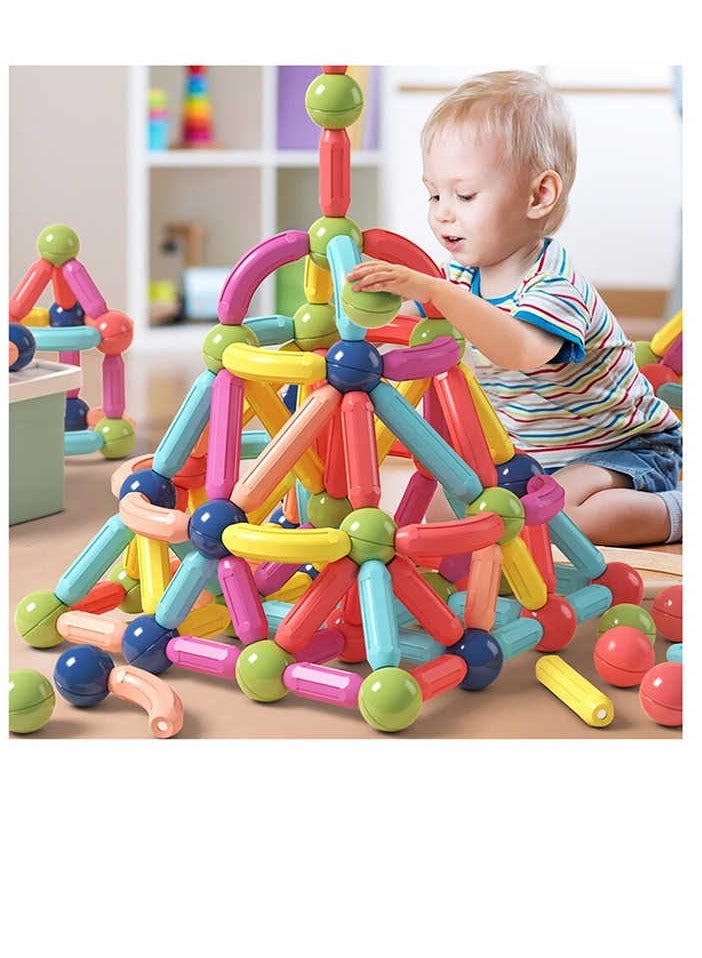 Colorful Magnetic Cubes Set - Construction & Learning Toy for Kids - 64 Pieces - Image 1
