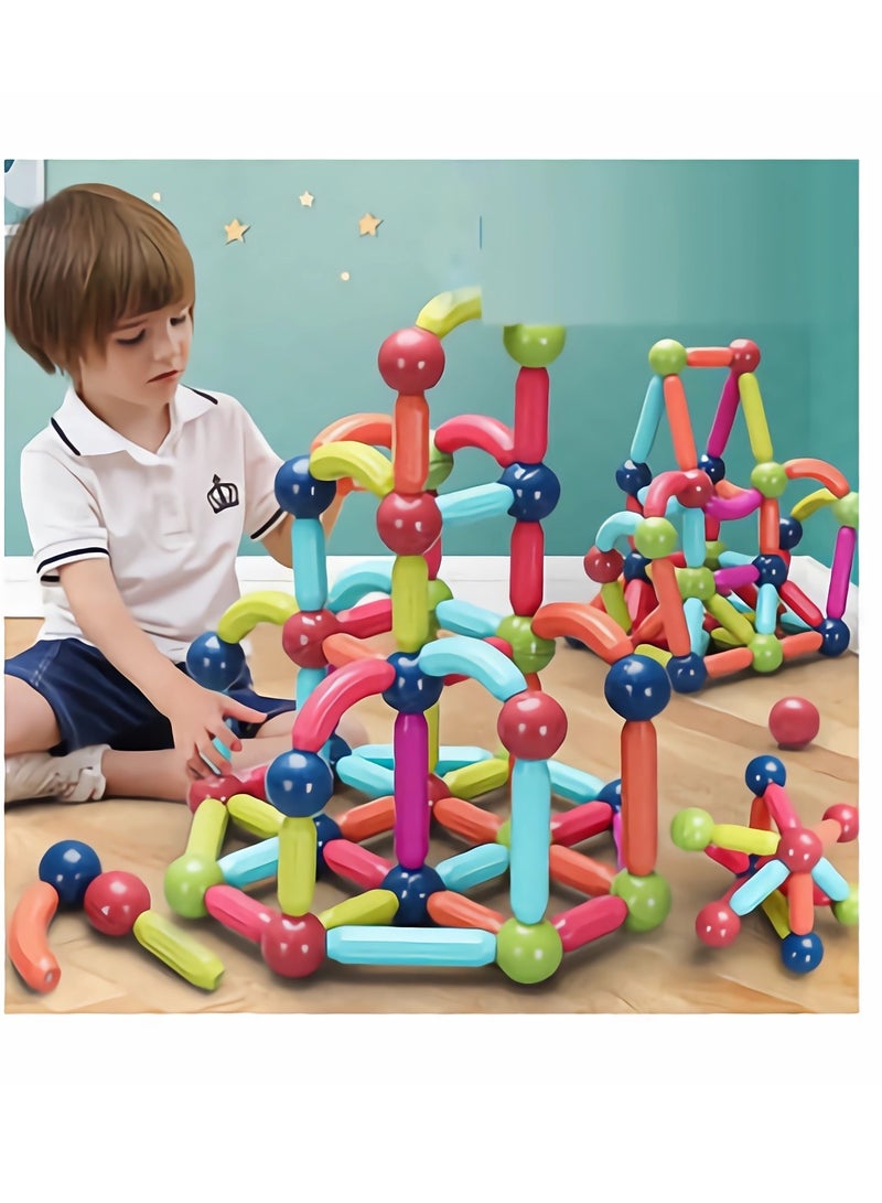 Colorful Magnetic Cubes Set - Construction & Learning Toy for Kids - 64 Pieces - Image 4