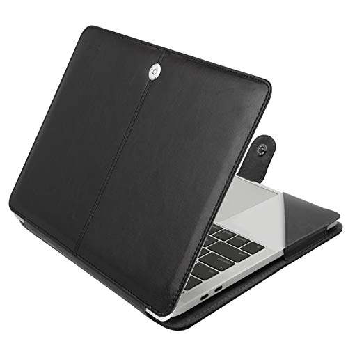 MOSISO Case Compatible with MacBook Air 136 inch M4 M3 M2 20252022 Air 13 M1 20222018 Pro 13 inch M2 M1 20252016 PU Leather Portfolio Protective Stand Cover Black - Image 1