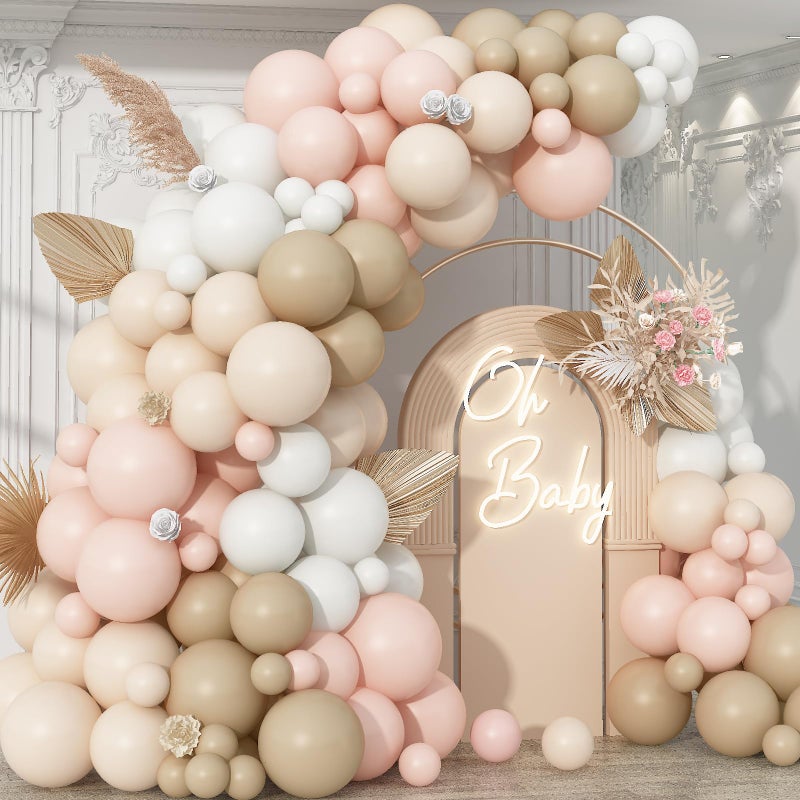 Togvu Neutral Balloons Arch Kit Cream Peach Boho Balloons Garland with Double Stuffed Sand White Balloon and Light Pink Balloon for Baby Shower Birthday Wedding Bridal Shower Party Decorations - Image 2