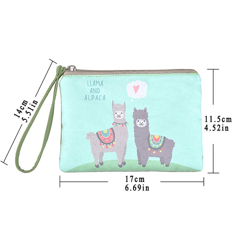 Rantanto Small Cute Cash Coin Purse, Canvas Change Purse, Kawaii Coin Pouch With Handle Christmas Gift For Women Teenager Girls (BG0023 Llama And Alpaca) - Image 2