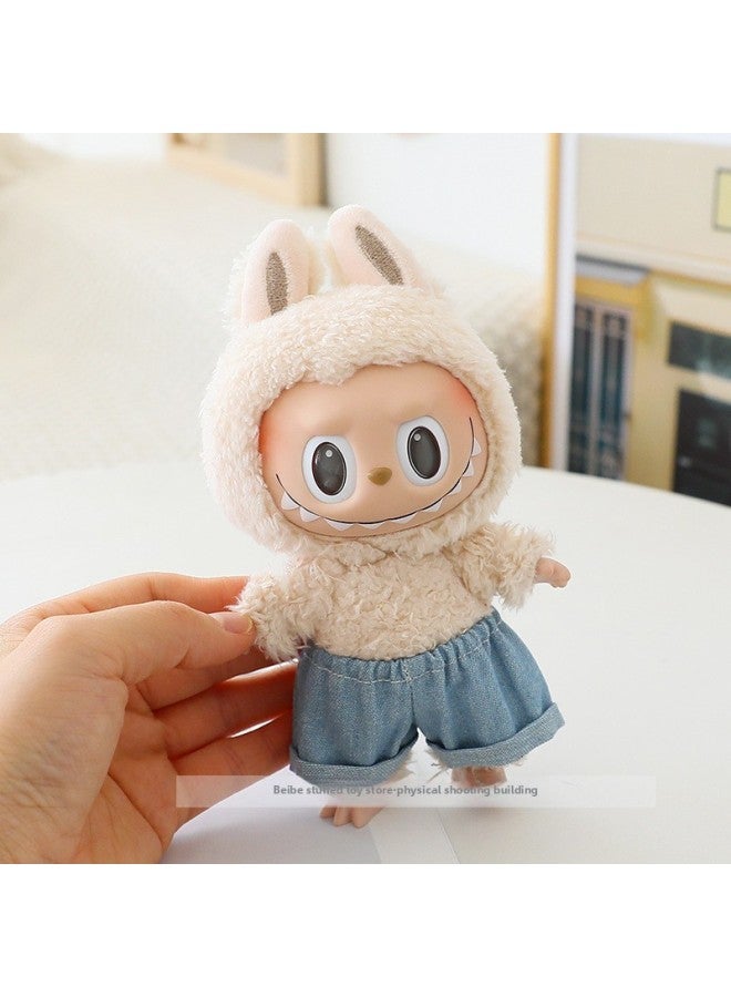 Labubu Doll Clothes 17cm Macaroon Vinyl Doll Labubu Doll Clothes Dress For T-Shirt Jeans-Specifications:Suitable For The First And Second Generation (excluding Baby)-Color:Light Blue Denim Shorts  - Image 1