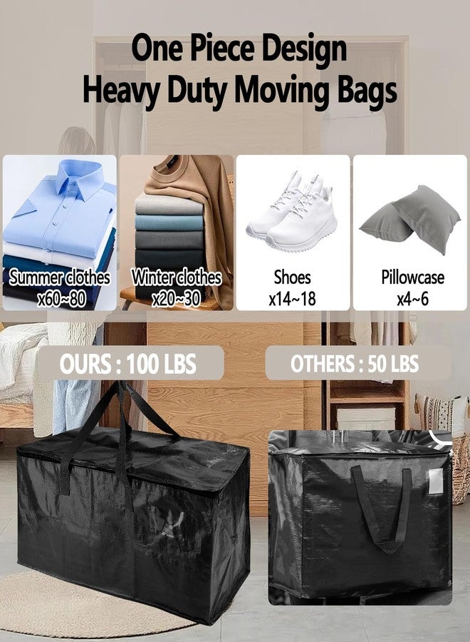 Demiwise 12 Pack Waterproof Moving Bags with Strong Zippers and Reinforced Handles, Real 100lb Capacity Extra Heavy Duty Large Storage Totes for Packing & Moving Storing, Alternative to Moving Boxes -95L,Black - Image 5