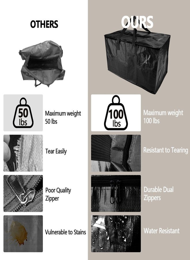 Demiwise 12 Pack Waterproof Moving Bags with Strong Zippers and Reinforced Handles, Real 100lb Capacity Extra Heavy Duty Large Storage Totes for Packing & Moving Storing, Alternative to Moving Boxes -95L,Black - Image 2