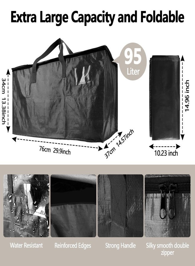 Demiwise 12 Pack Waterproof Moving Bags with Strong Zippers and Reinforced Handles, Real 100lb Capacity Extra Heavy Duty Large Storage Totes for Packing & Moving Storing, Alternative to Moving Boxes -95L,Black - Image 3