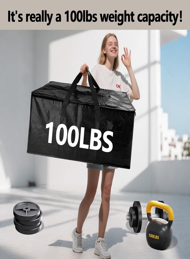 Demiwise 12 Pack Waterproof Moving Bags with Strong Zippers and Reinforced Handles, Real 100lb Capacity Extra Heavy Duty Large Storage Totes for Packing & Moving Storing, Alternative to Moving Boxes -95L,Black - Image 4