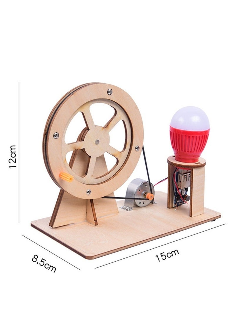 Bukela Wooden Hand Cranked Generator, Science Kit Manual Generator Toy, Physics Experiment Puzzle Light Bulb, Science Experiments for Kids Age 6-14, Light Bulb Color Random - Image 3