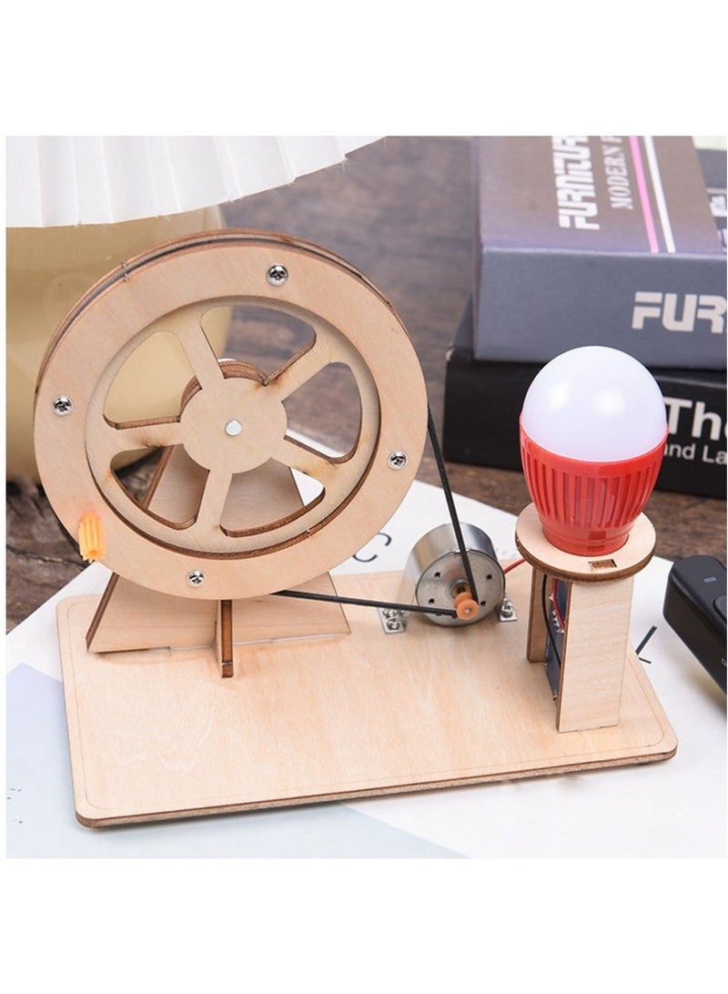 Bukela Wooden Hand Cranked Generator, Science Kit Manual Generator Toy, Physics Experiment Puzzle Light Bulb, Science Experiments for Kids Age 6-14, Light Bulb Color Random - Image 1