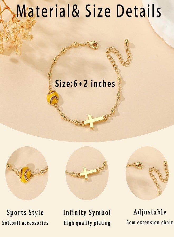 VULETO Softball Easter Basket Stuffers Bracelet Gifts for Girls Teens Women, Cross Link Chain Sport Accessories Valentines Christian Religious Jewelry Gifts for Kids Her Teen Girls 8-12 Team Coach Lover Player Baseball Mom - Image 4