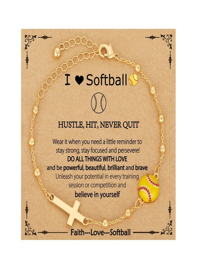 VULETO Softball Easter Basket Stuffers Bracelet Gifts for Girls Teens Women, Cross Link Chain Sport Accessories Valentines Christian Religious Jewelry Gifts for Kids Her Teen Girls 8-12 Team Coach Lover Player Baseball Mom - Image 1