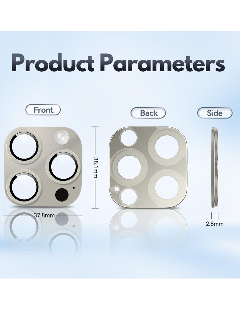 إلترازون Camera Lens Protector for iPhone 15 Pro/iPhone 15 Pro Max, Alloy Metal Camera Cover with Tempered Glass Screen Protector Accessories,Scratch Resistant (Natural Titanium) - Image 5