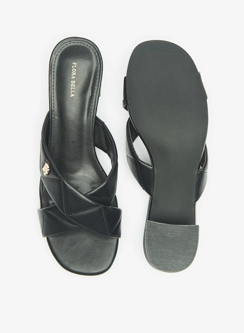 Flora Bella By Shoexpress Womens Quilted Slip On Cross Strap Sandals With Block Heels By Shoexpress