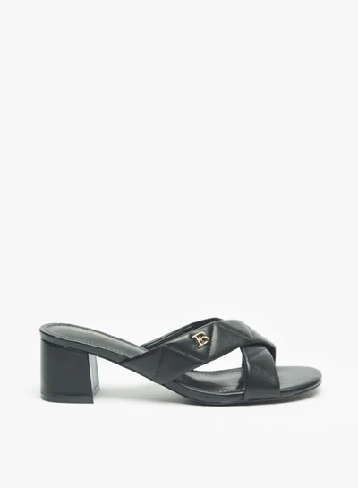 Flora Bella By Shoexpress Womens Quilted Slip On Cross Strap Sandals With Block Heels By Shoexpress