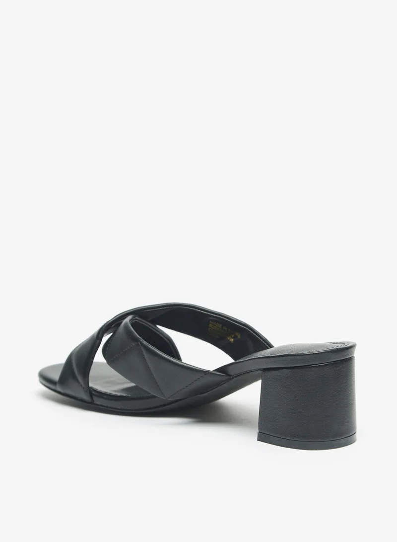 Flora Bella By Shoexpress Womens Quilted Slip On Cross Strap Sandals With Block Heels By Shoexpress