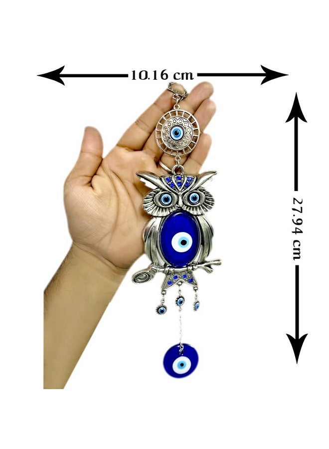DT DECTONE Blue Evil Eye Nazar Battu Lucky Pendant Hanging Owl Design Ornament Amulet for Car, Home & Office Protection and Blessing from Negative Energy - Image 4
