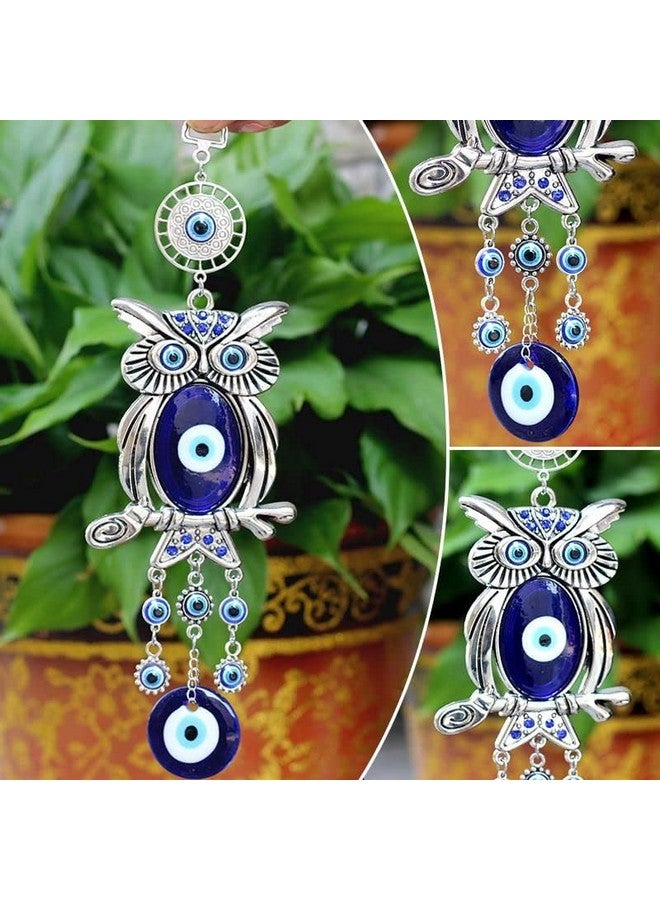 DT DECTONE Blue Evil Eye Nazar Battu Lucky Pendant Hanging Owl Design Ornament Amulet for Car, Home & Office Protection and Blessing from Negative Energy - Image 5