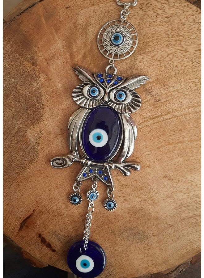 DT DECTONE Blue Evil Eye Nazar Battu Lucky Pendant Hanging Owl Design Ornament Amulet for Car, Home & Office Protection and Blessing from Negative Energy - Image 3