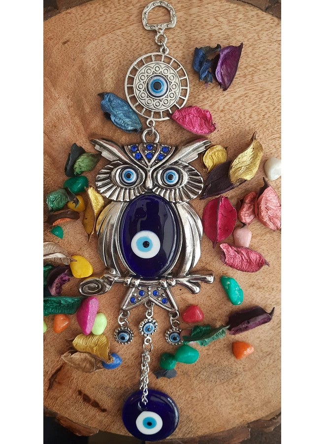 DT DECTONE Blue Evil Eye Nazar Battu Lucky Pendant Hanging Owl Design Ornament Amulet for Car, Home & Office Protection and Blessing from Negative Energy - Image 2