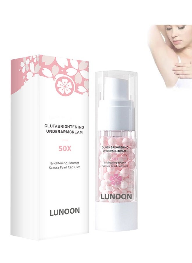 LUNOON Gluta Brightening Underarm Cream, Sakura Underarm Whitening Cream, Sakura Pearl Capsule, Brightening Booster Sakura Pearl Capsules, Cosros Sakura Gluta Brightening Underarm Cream  - Image 1