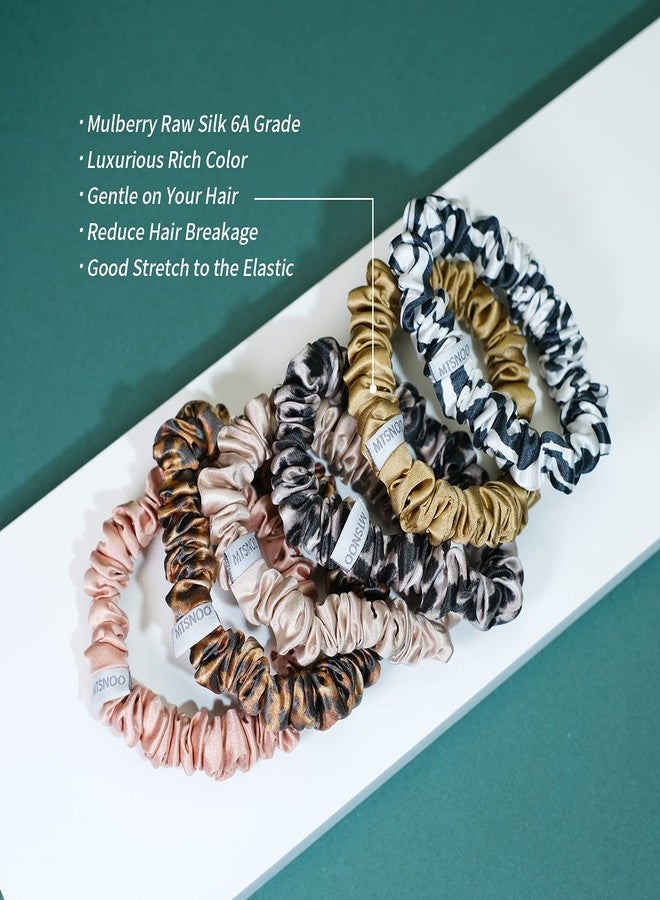 MTSNOO Pure 22 Momme Mulberry Silk Scrunchies Set for Sleep - 6 Pack Elastic Hair Ties for Curly Hair, Women, and Girls - Image 2