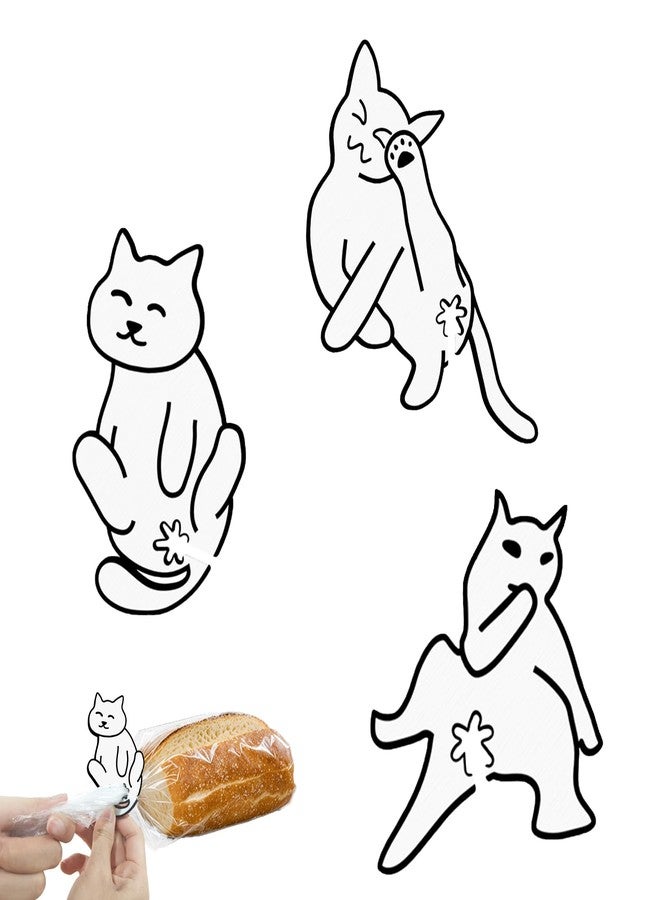 K TOMOTO Funny Cat Butt Bread Clips - Reusable Food Bag Sealer for Bread & Snack Bags - Cat Lover's Kitchen Essential & Quirky Home Decor (3 Pcs) - Image 1