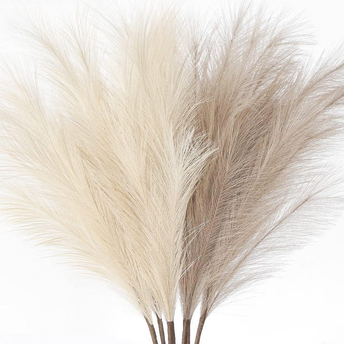 7Pcs 3831FT Faux Pampas Grass Large Tall Fluffy Artificial Fake Flower Boho Decor Bulrush Reed Grass for Vase Filler Farmhouse Home Wedding Decor BeigeTaupe