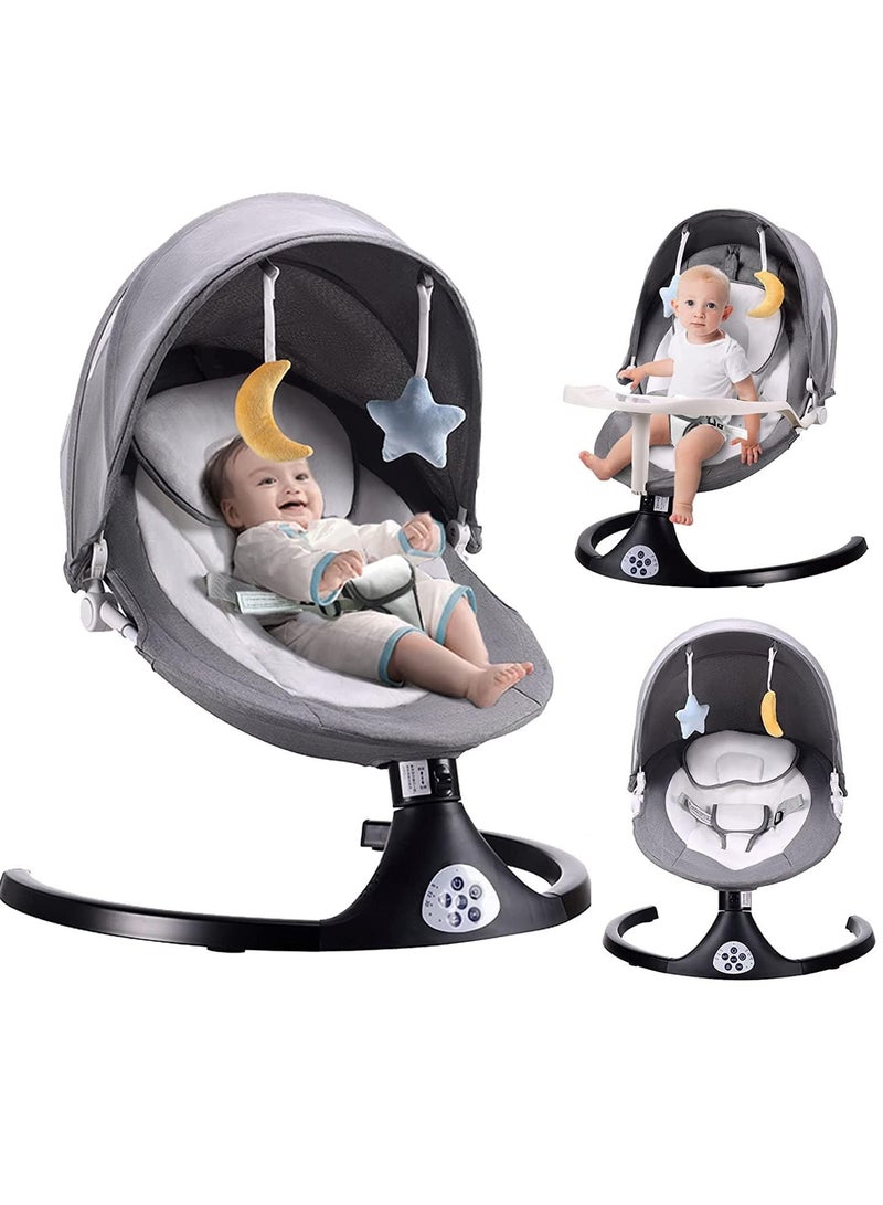 S-Color Baby Swing for Infants, 5 Speed Electric Bluetooth Baby Rocker Bouncer for Newborn, 3 Timer Settings & 10 Pre-Set Lullabies, Portable baby Swing with Tray and Remote Control for 5-26 lbs, 0-12 Months - Image 1