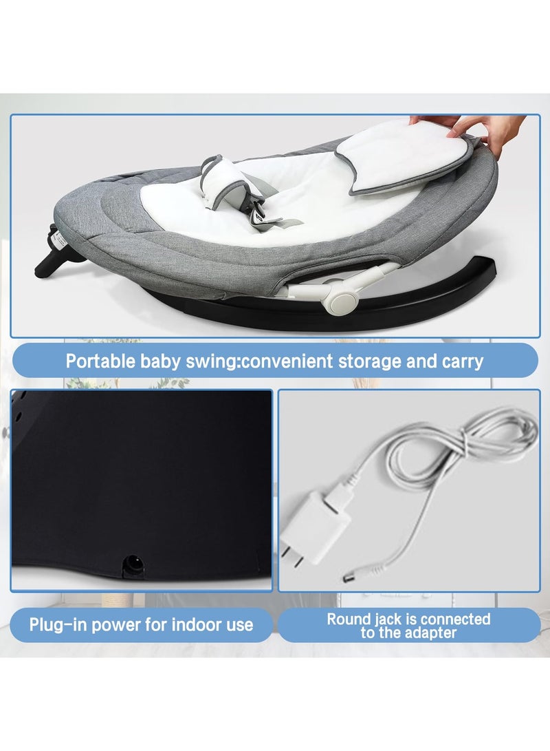 S-Color Baby Swing for Infants, 5 Speed Electric Bluetooth Baby Rocker Bouncer for Newborn, 3 Timer Settings & 10 Pre-Set Lullabies, Portable baby Swing with Tray and Remote Control for 5-26 lbs, 0-12 Months - Image 5