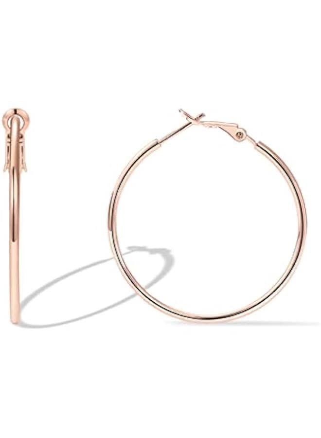 PAVOI 14K Gold Plated Sterling Silver Post Hoops | Large Hoops Earring | Lightwight Gold Hoop Earrings for Women  - Image 1