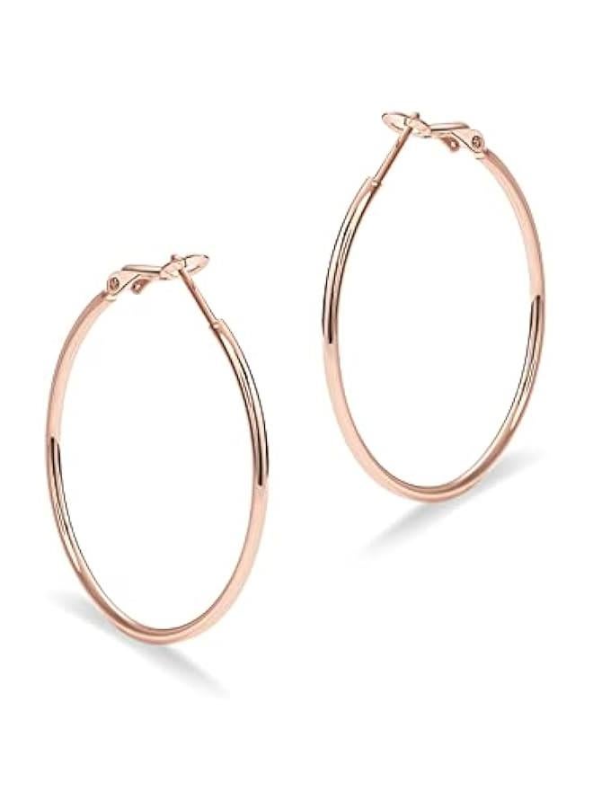 PAVOI 14K Gold Plated Sterling Silver Post Hoops | Large Hoops Earring | Lightwight Gold Hoop Earrings for Women  - Image 3