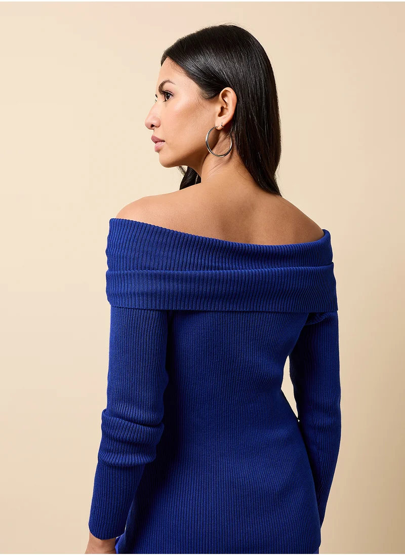 Little Mistress Off Shoulder Long Sleeve Top