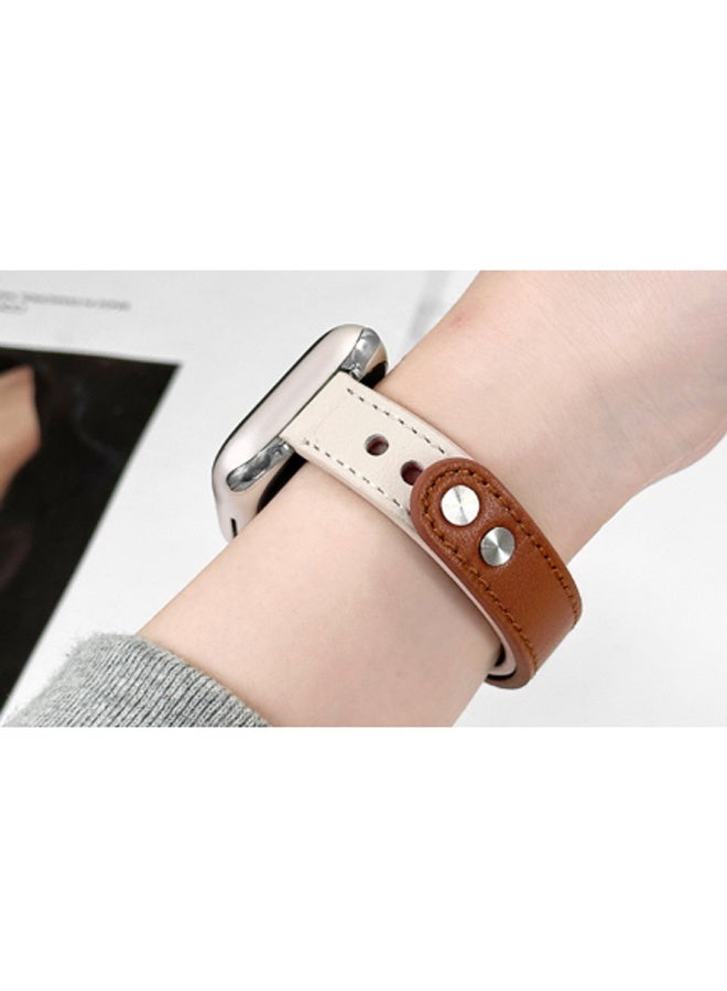 بولوز حزام جلدي ناعم ومسامي للأنشطة الترفيهية متوافق مع أحزمة Apple Watch مقاس 42 مم و44 مم و45 مم، أحزمة قابلة للتعديل للنساء - Image 2