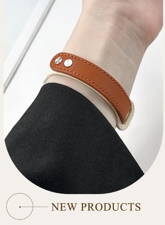 بولوز حزام جلدي ناعم ومسامي للأنشطة الترفيهية متوافق مع أحزمة Apple Watch مقاس 42 مم و44 مم و45 مم، أحزمة قابلة للتعديل للنساء - Image 5