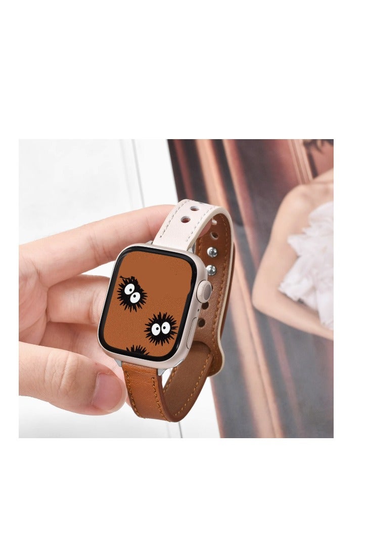 بولوز حزام جلدي ناعم ومسامي للأنشطة الترفيهية متوافق مع أحزمة Apple Watch مقاس 42 مم و44 مم و45 مم، أحزمة قابلة للتعديل للنساء - Image 3